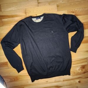 Burberry London Black Cotton Crew Neck Sweater | Old Money Quiet Luxury Preppy